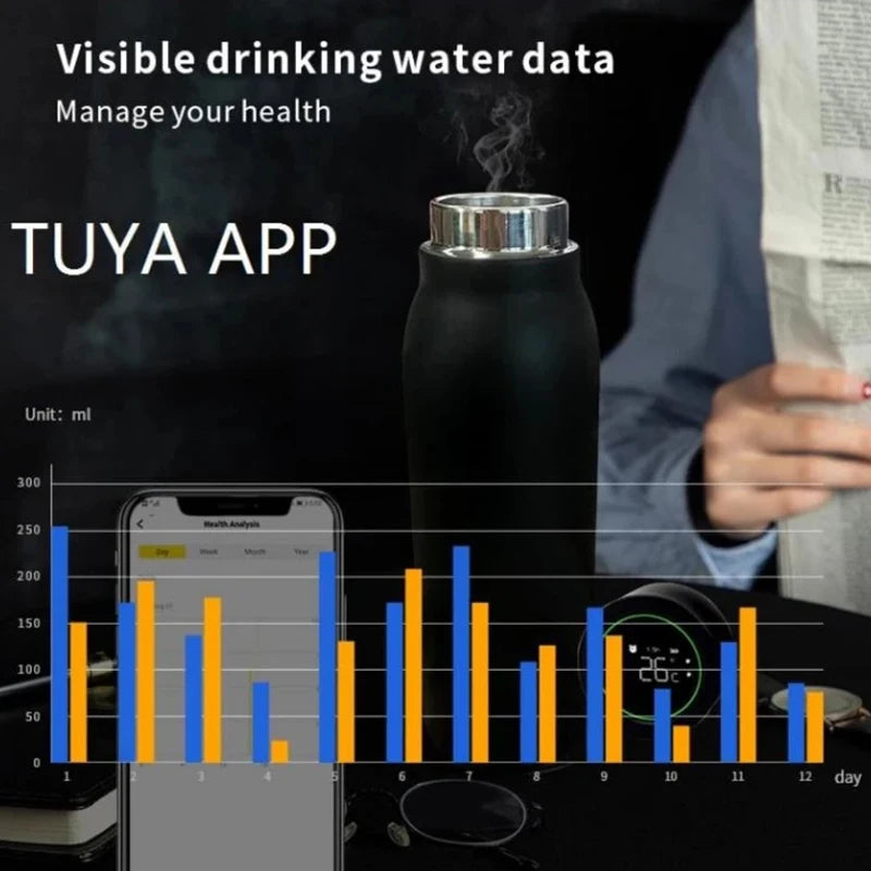 Prima Water Bottle Bluetooth Smart Water Bottle Drinking Reminder Temperature Display Water Consumption Record Warm and Cold Insulation Bottle